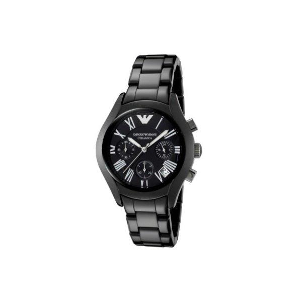 エンポリオアルマーニ EMPORIO ARMANI 腕時計 レディース AR1401 ブラックダイアル クロノグラフ セラミカ