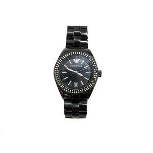 エンポリオアルマーニ EMPORIO ARMANI 腕時計 クオーツ 3針 アナログ 石付き ストーン付き 黒 ブラック メンズ 通販