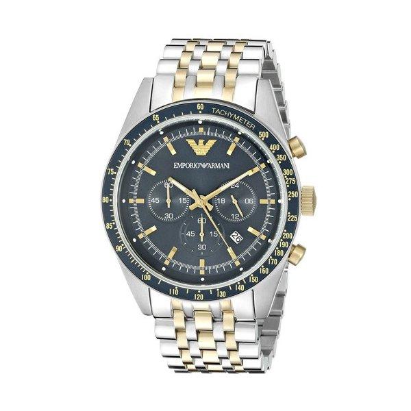エンポリオ アルマーニ EMPORIO ARMANI 腕時計　タジオ ブラックダイアル×ツートンステンレスベルト 通販 ショッピング