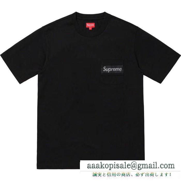 Supreme 19ss mesh stripe pocket tee box logo 爆発的な人気 tシャツ/半袖 2色可選着やすい色味