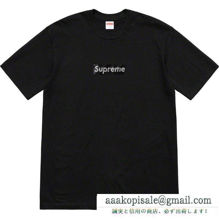 ファッション感が急上昇！ supreme swarovski box logo tee tシャツ/半袖 3色可選 夏らしい季節感