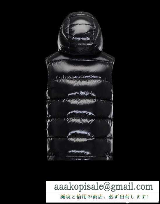 柔らかなMONCLER モンクレールダウンベストコピー 撥水加工 フード付き メンズ ブラック