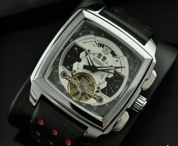 優等品　自動巻きTAG HEUER-タグホイヤー メンズ腕時計 トゥールビヨン日付表示 レザー 3845mm