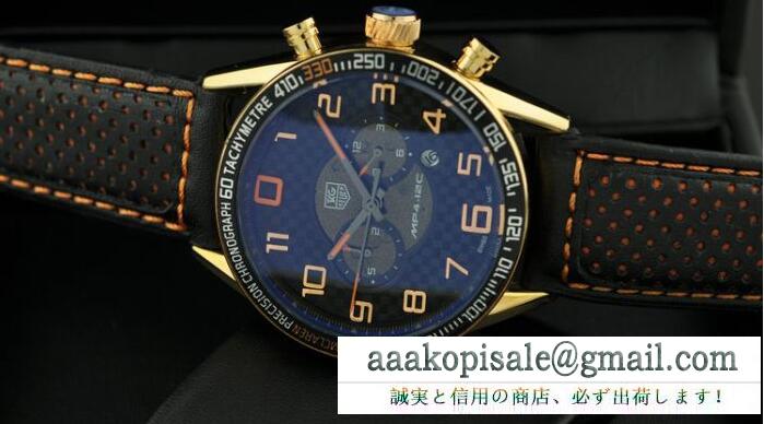 数字と日付で表示するタグホイヤー 激安 tag heuer ゴールドバックルが付くメンズ腕時計