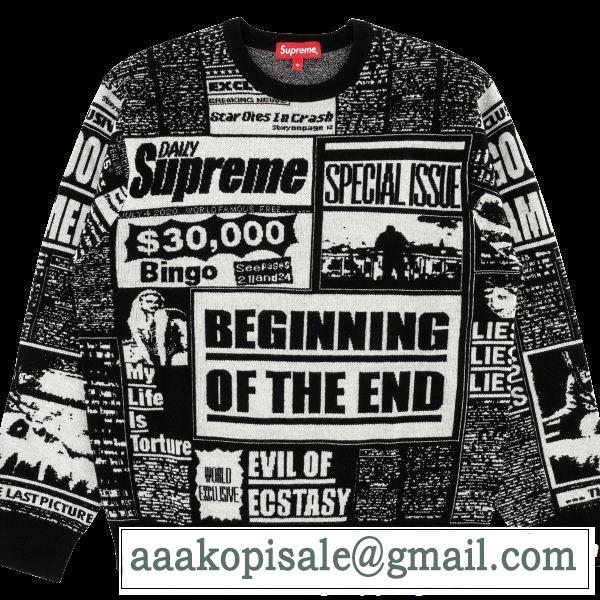 Supreme 18FW Newsprint Sweaterシュプリーム SUPREME プルオーバー 2色可選 圧倒的人気新着