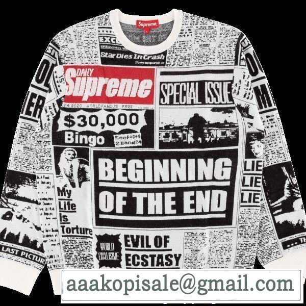 Supreme 18FW Newsprint Sweaterシュプリーム SUPREME プルオーバー 2色可選 圧倒的人気新着