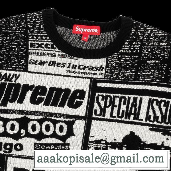 Supreme 18FW Newsprint Sweaterシュプリーム SUPREME プルオーバー 2色可選 圧倒的人気新着