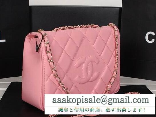  chanel チェーン レディースショルダーバッグ ccマーク 超激得高品質 キャビアスキン 本革 レザー ピンク a48654