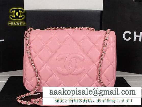  chanel チェーン レディースショルダーバッグ ccマーク 超激得高品質 キャビアスキン 本革 レザー ピンク a48654