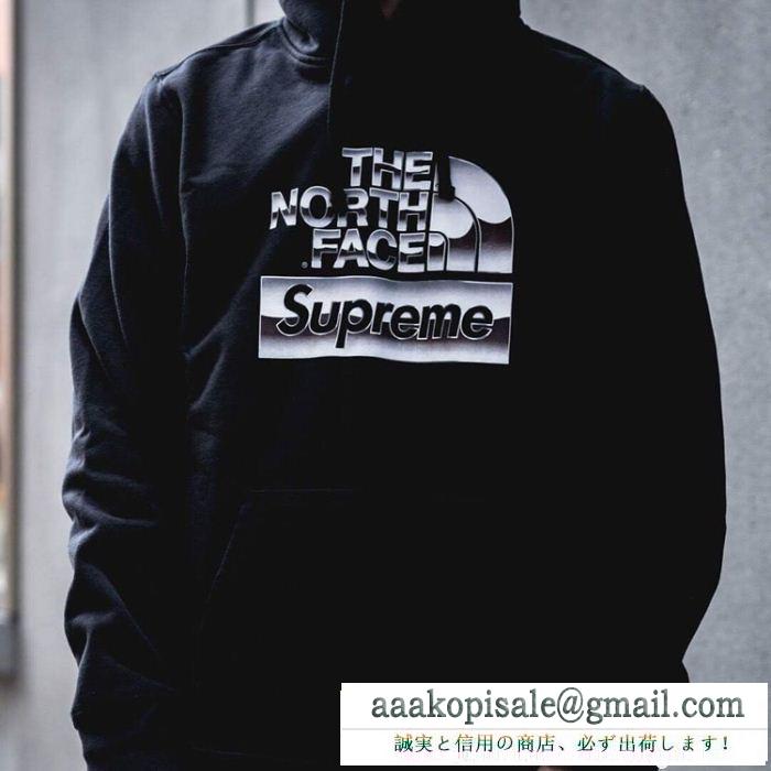 今も定番！SUPREMEシュプリーム×THE north face 18ss metallic logo hooded sweatshirtフード付きパーカーコピーブラック、ホワイト 