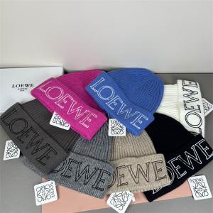ロエベ コピー ロゴ エンブロイダリー デザイン カシミヤ ブレンド リブ ニット モダン ニット帽 LOEWE