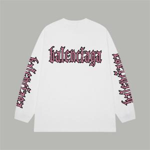 バレンシアガ コピー 長袖Tシャツ ピンクロゴ プリント 長...